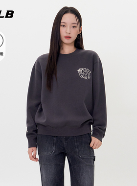 MLB官方男女情侣加绒皱眉熊百搭舒适圆领套头卫衣25冬季新款MTE02