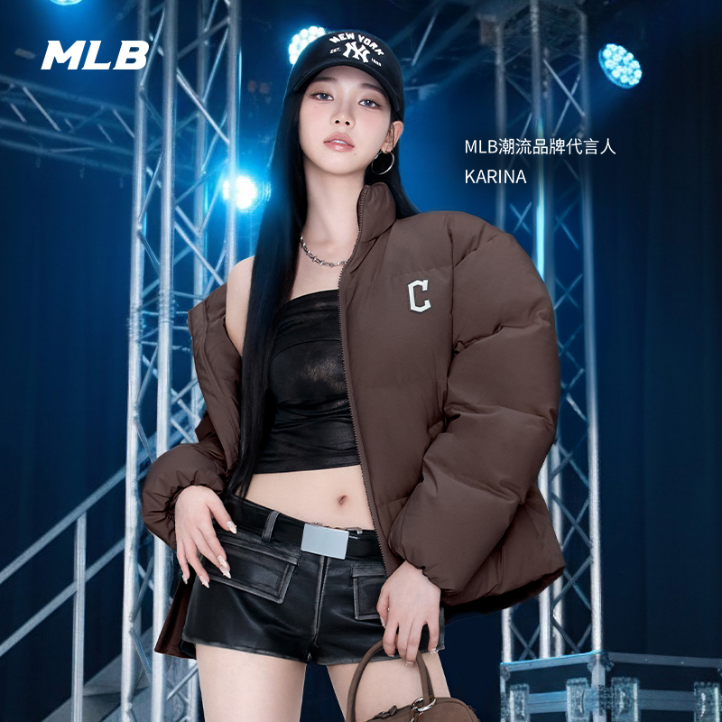 MLB官方 KARINA同款女款短款百搭韩系保暖羽绒服25季新款DJB04