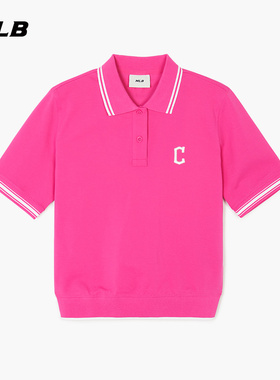 MLB官方 女款百搭撞色polo衫短款休闲防晒短袖PQB02