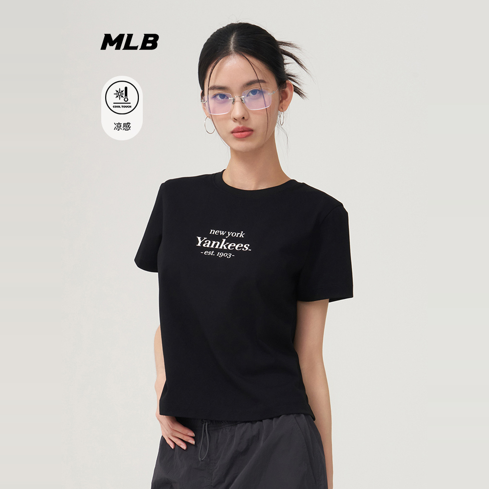 MLB官方女款字母印花休闲短袖T恤