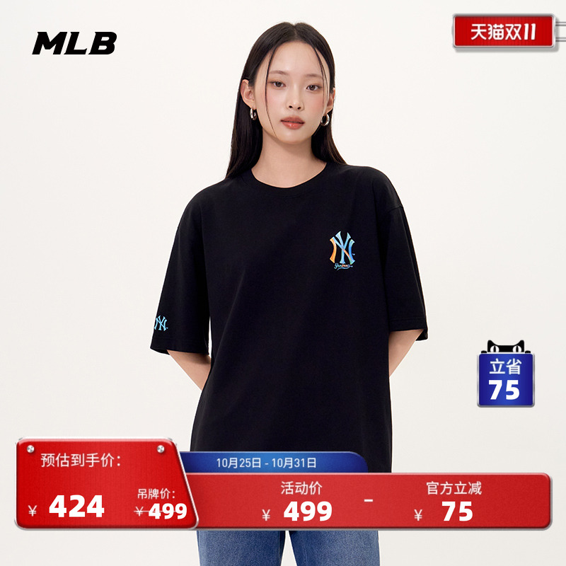 MLB男女情侣学院风休闲印花短袖