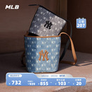 MLB官方男女同款 BMMV6 情侣老花可调节小号牛仔水桶包春夏BMMV5