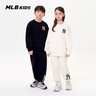MLB儿童官方男女潮奢时髦简约圆领满印老花休闲套装 25秋冬新S2M03