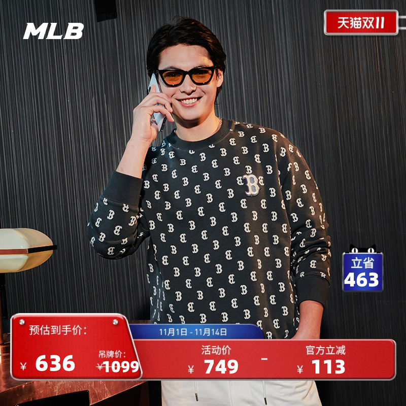 官方套头卫衣MLB男女情侣运动