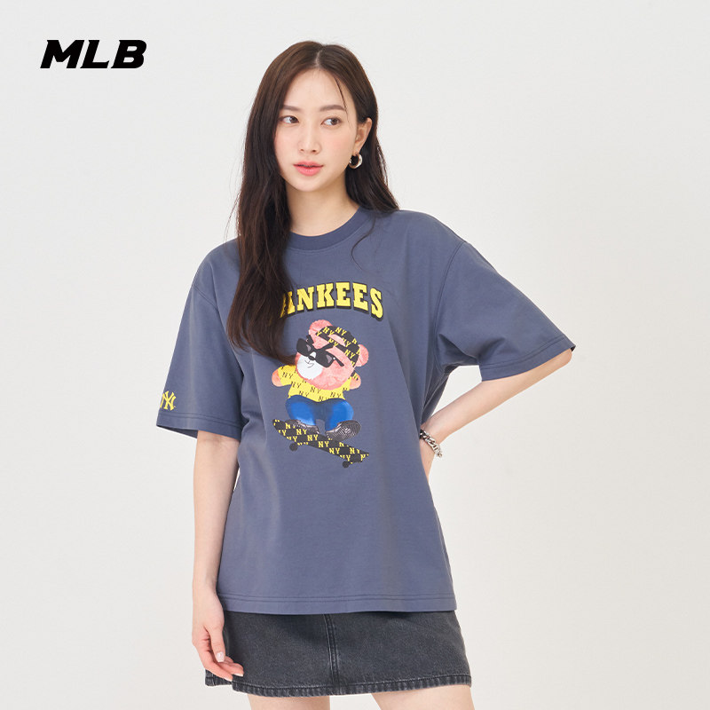 MLB官方 男女情侣皱眉熊系列短袖卡通休闲圆领T恤TSE01,运动服/休闲服装,运动T恤,淘宝优惠券,粉丝福利购,淘宝优惠卷