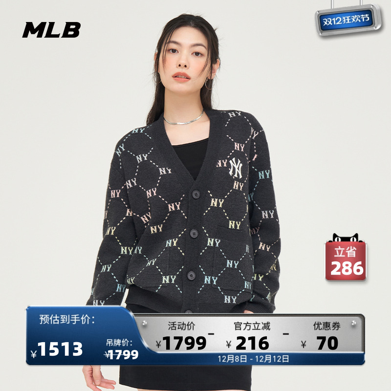 MLB开衫情侣针织开衫外套24秋季