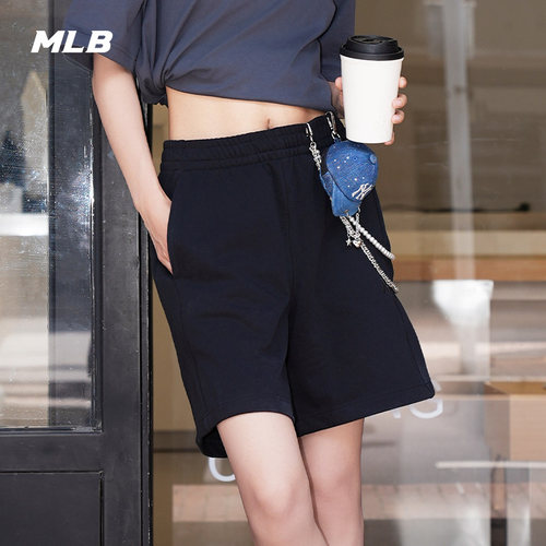 MLB官方 男女同款时尚百搭纯色小标休闲短裤26夏季新款潮流SPB01
