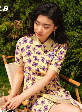 MLB官方 女款运动POLO连衣裙满印花卉休闲百搭潮夏季OPEC9