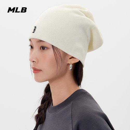 MLB官方男女情侣韩系百搭冷帽潮流显脸小针织堆堆帽冬季新款BNB04