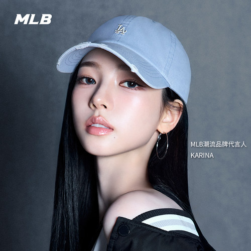 MLB官方 KARINA同款百搭韩系显脸小复古软顶棒球帽秋季新款CPB09