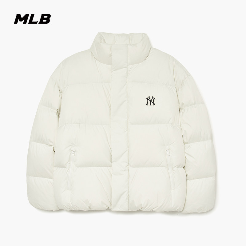 MLB官方 男女同款经典时尚纯色百搭立领排骨服羽绒服冬季DJB07