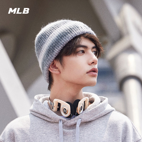 MLB官方 男女情侣氛围感时尚百搭潮流渐变针织帽冬季新款BNV06