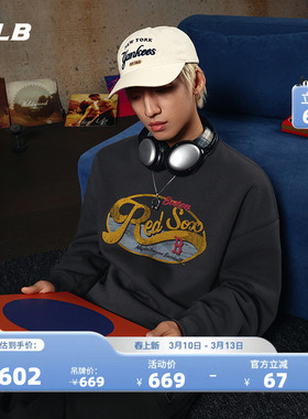 MLB官方 KARINA同款复古学院风时尚印花图案卫衣秋季新款MTV10