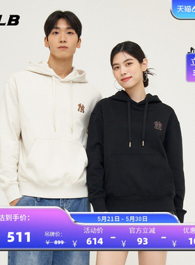 MLB官方男女大logo老花复古长袖连帽宽松运动卫衣春夏HDM01