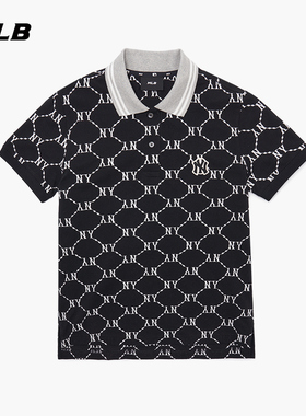 MLB官方 女士POLO衫钻石老花短袖时尚休闲运动T恤春夏PQM60