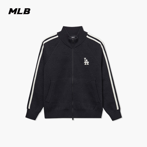 MLB官方 男女同款时尚暗纹老花立领针织外套26秋季新款KCM04