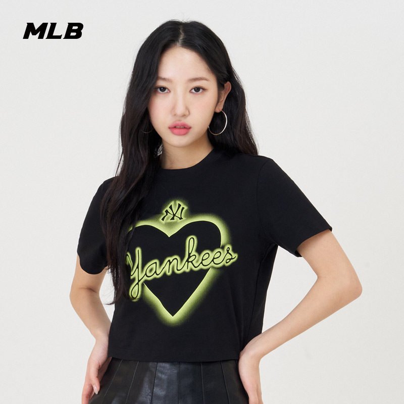 MLB官方 女款爱心系列运动短袖圆领短款百搭T恤TSH02,运动服/休闲服装,运动T恤,淘宝优惠券,粉丝福利购,淘宝优惠卷