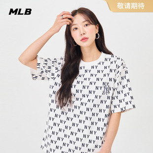 24夏季 MLB官方 运动休闲短袖 TSM08 男女情侣满印老花T恤时尚 新款