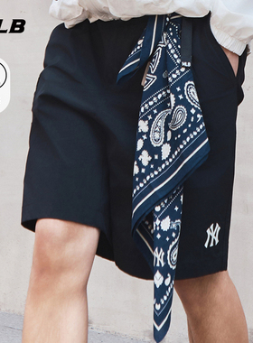 MLB官方 男女情侣经典logo凉感休闲百搭梭织短裤25夏季新款SMB04