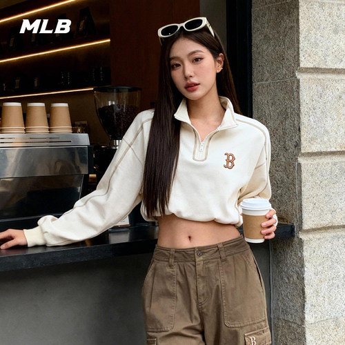 MLB官方 男女情侣时尚百搭复古半拉链卫衣春夏新款MTB10
