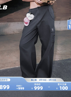 MLB官方 女款时尚运动百搭复古水洗工装阔腿裤冬季新款WPB17