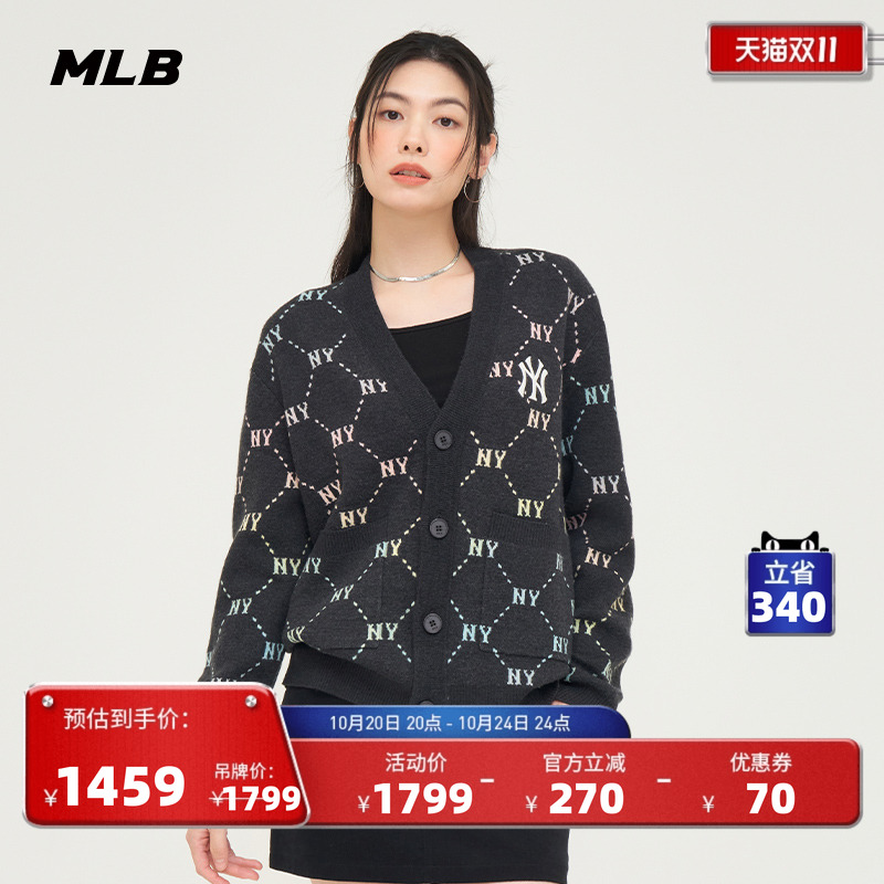 MLB开衫情侣针织开衫外套24秋季