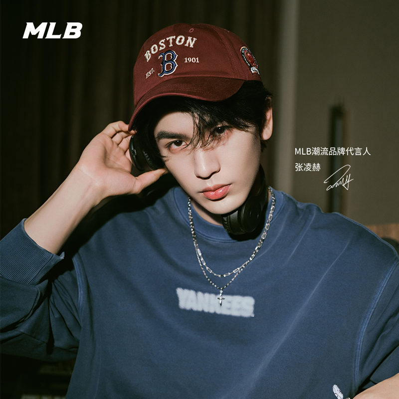MLB官方张凌赫同款男女时尚复古遮阳帽软顶棒球帽25秋季新款CPB10