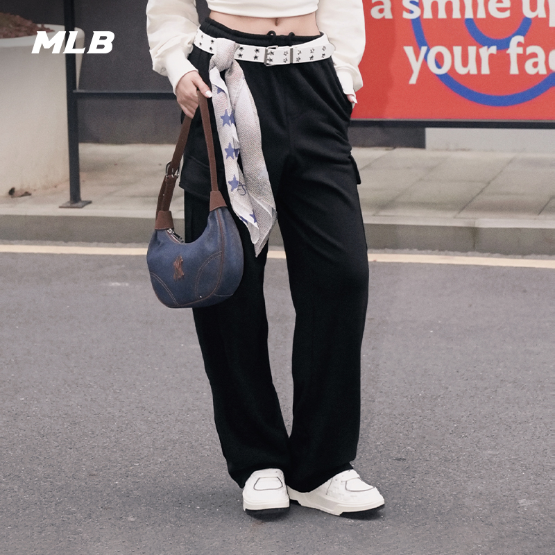MLB官方男女情侣纯色工装风时尚运动宽松休闲长裤25秋季新款PTB03