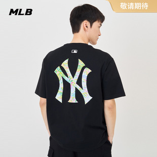 新款 MLB官方 24夏季 男女情侣圆领T恤宽松印花涂鸦logo短袖 TSX05