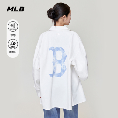 MLB官方男女同款休闲时尚凉感防泼水梭织衬衫秋季新款WSM02