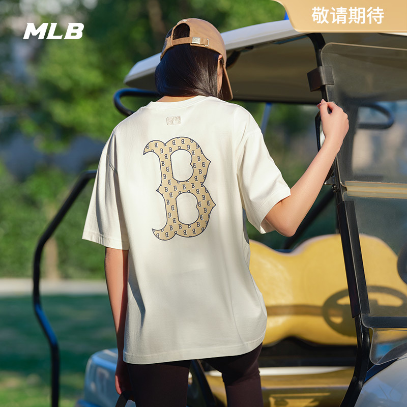 MLB官方 男女情侣老花运动纯棉T恤大logo休闲短袖24夏季新款TSM03 运动服/休闲服装 运动T恤 原图主图