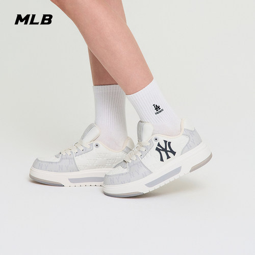 MLB官方男女同款潮流印刻老花增高学长鞋休闲板鞋春夏SXM07/SXS01