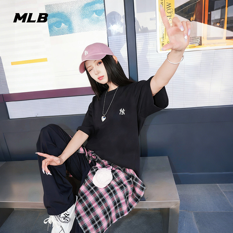 【情人节礼物】MLB官方 男女同款纯色小标防晒T恤26春季新款TSB02