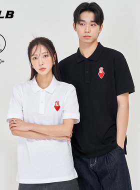 MLB官方 情侣爱心polo衫简约百搭防晒短袖PQH01/PQH02