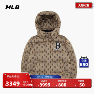 DJM04 休闲冬季 MLB官方 男女情侣连帽保暖羽绒服老花休闲鹅绒时尚