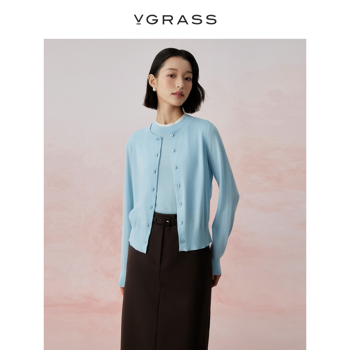 VGRASS美利诺羊毛针织开衫