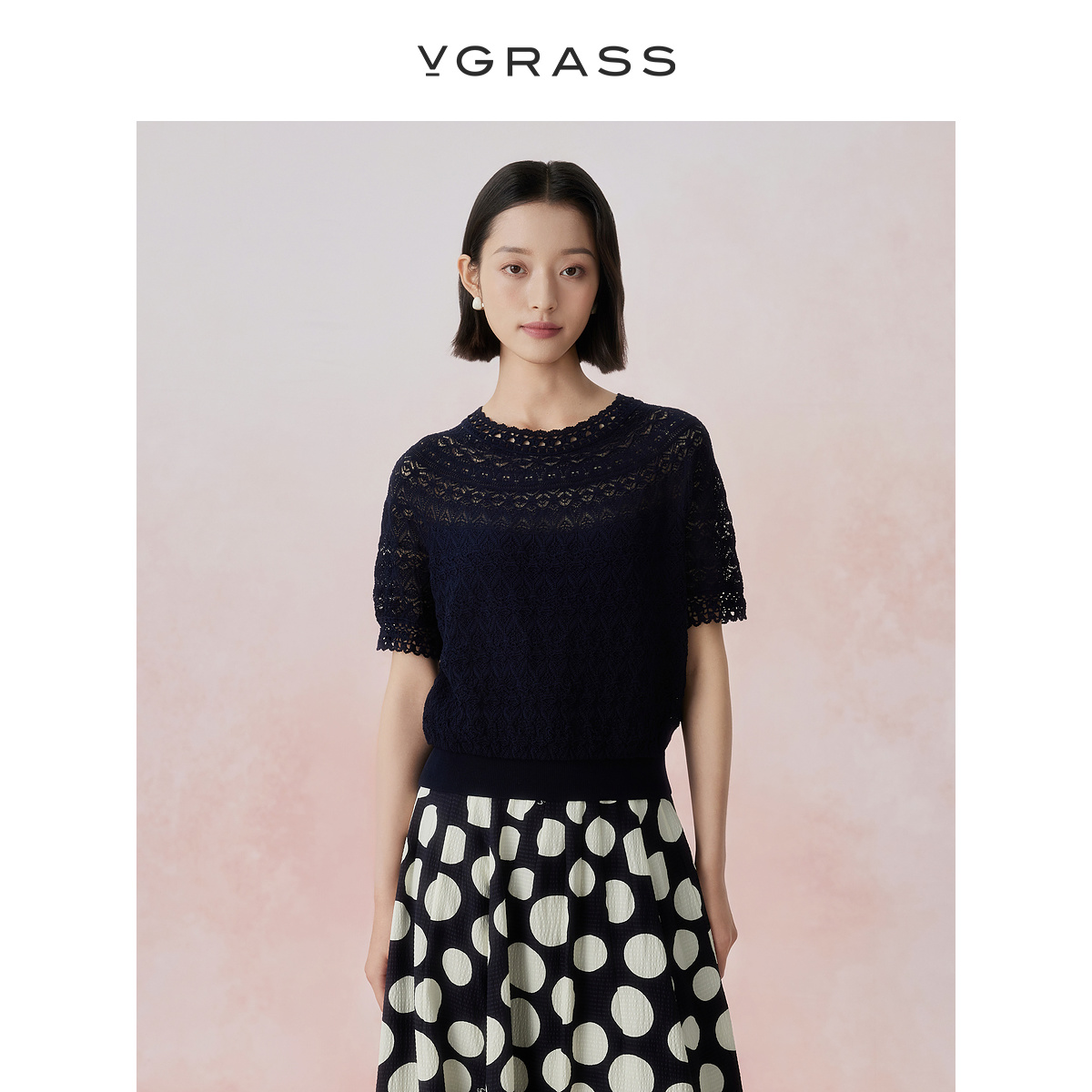 VGRASS原创云肩手工钩织针织衫