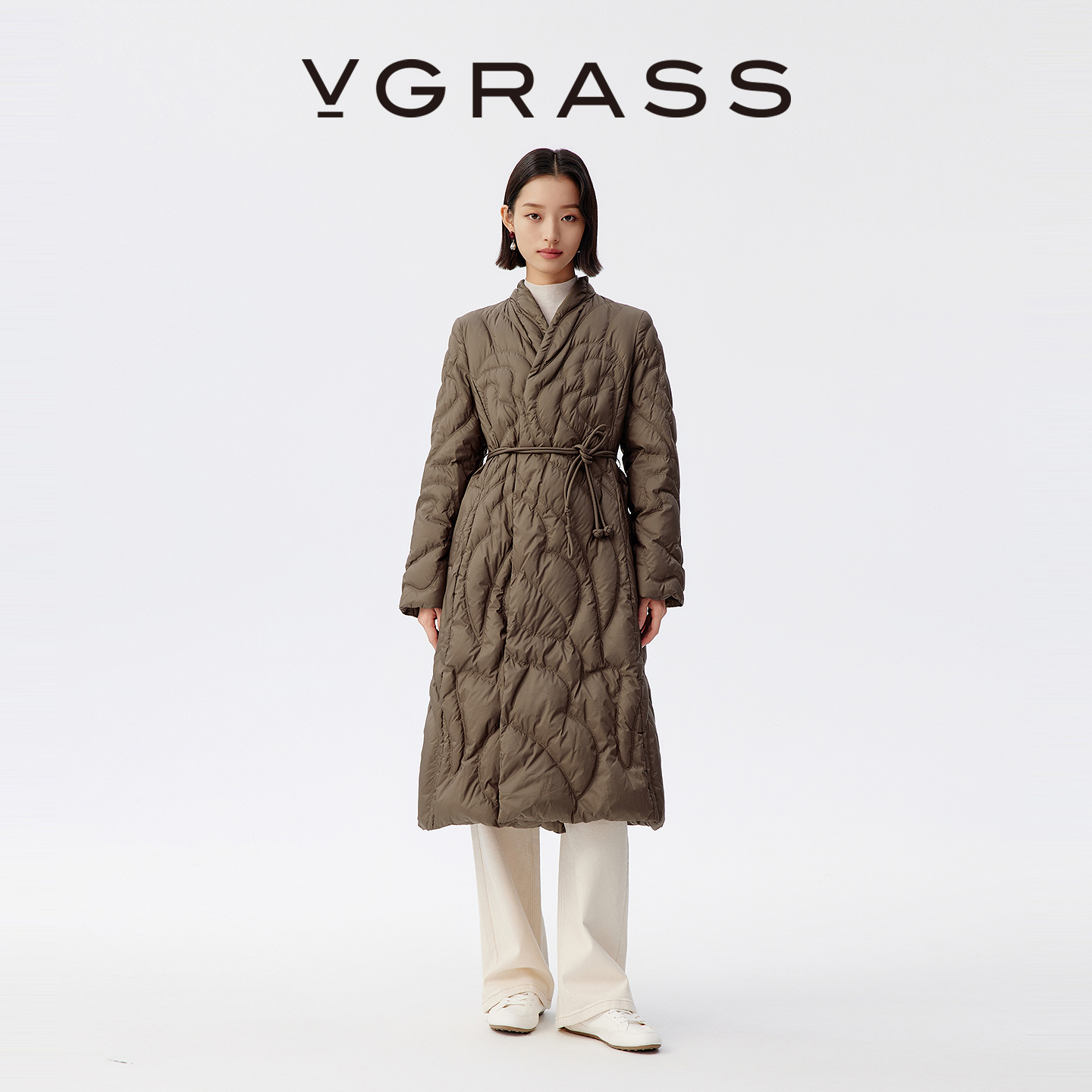 VGRASS大衣式鹅绒羽绒服