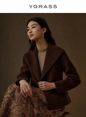 VGRASS维格娜丝24年冬新款时髦短款毛呢外套VSD1P4690A
