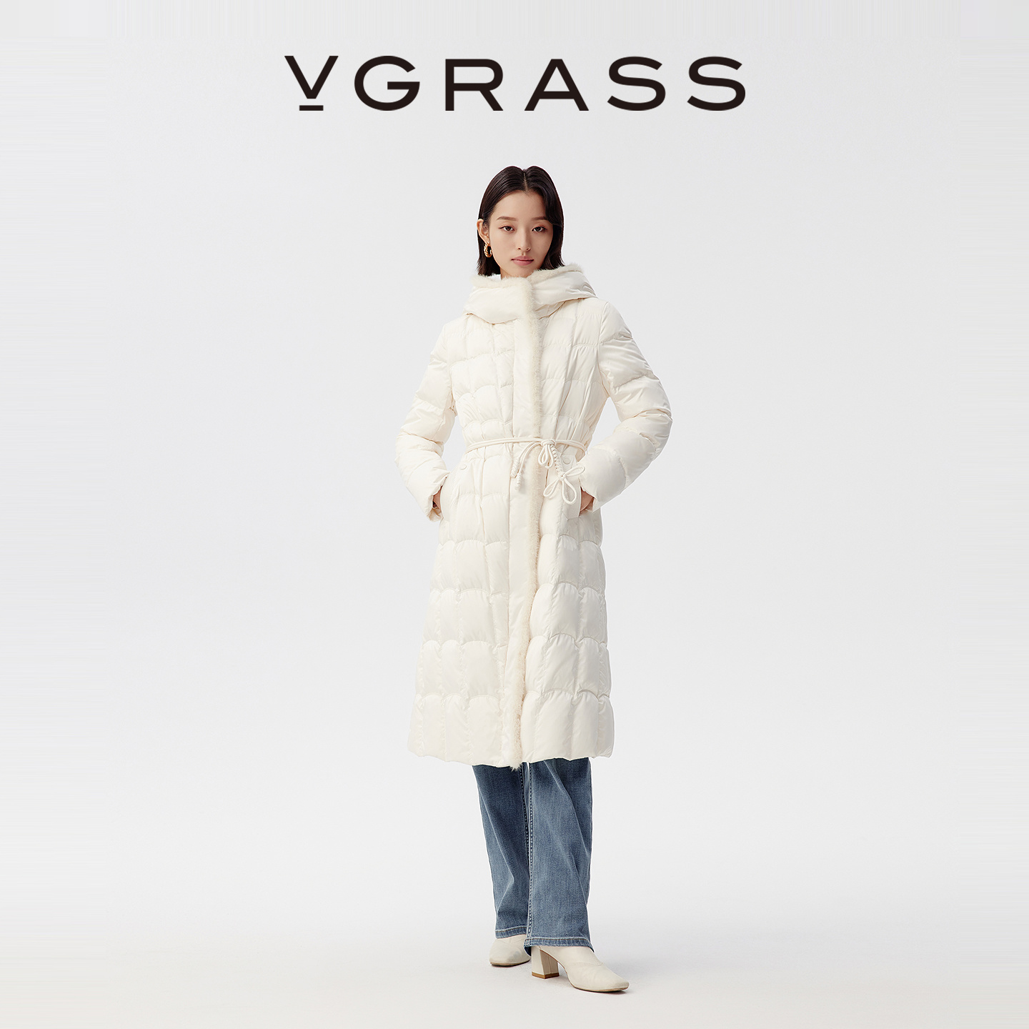 VGRASS缎面密织面料95鸭绒长羽绒