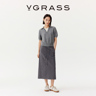 针织感舒适合身H廓形休闲半身裙 VGRASS秋冬新款 WISH系列