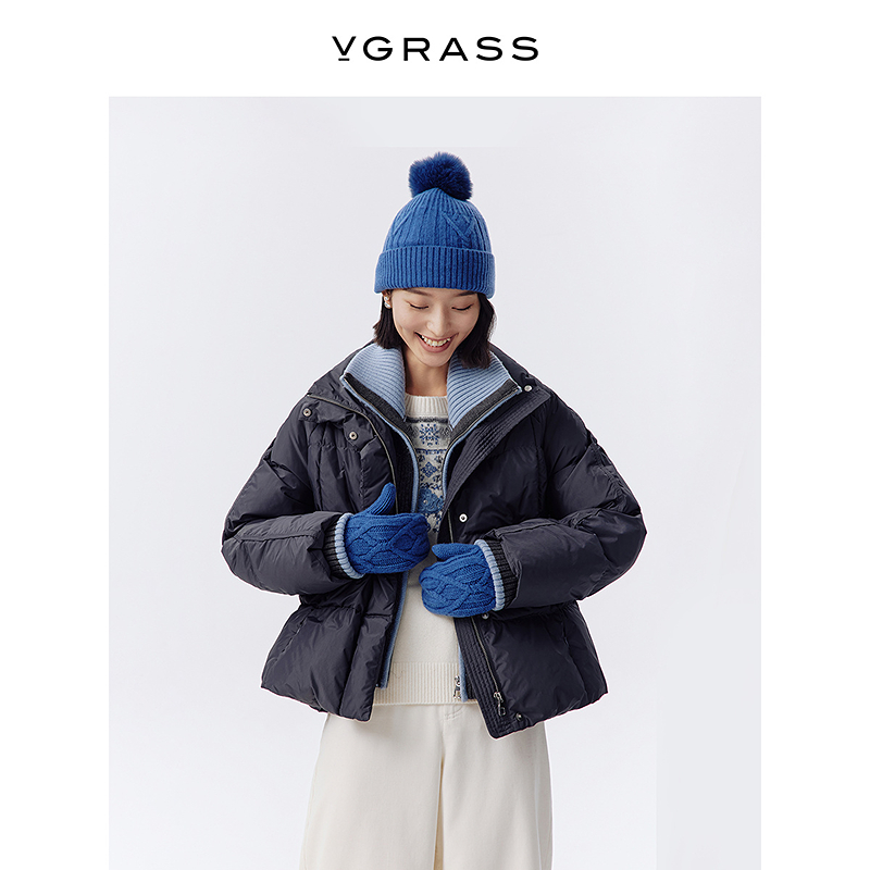 VGRASS舒身轻负90鹅绒面包羽绒服