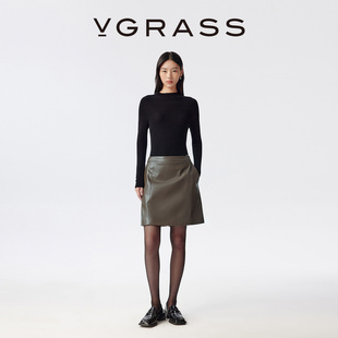 收胯显瘦小A版 VGRASS25秋冬新款 型柔滑软糯PU皮裙裤 WISH系列