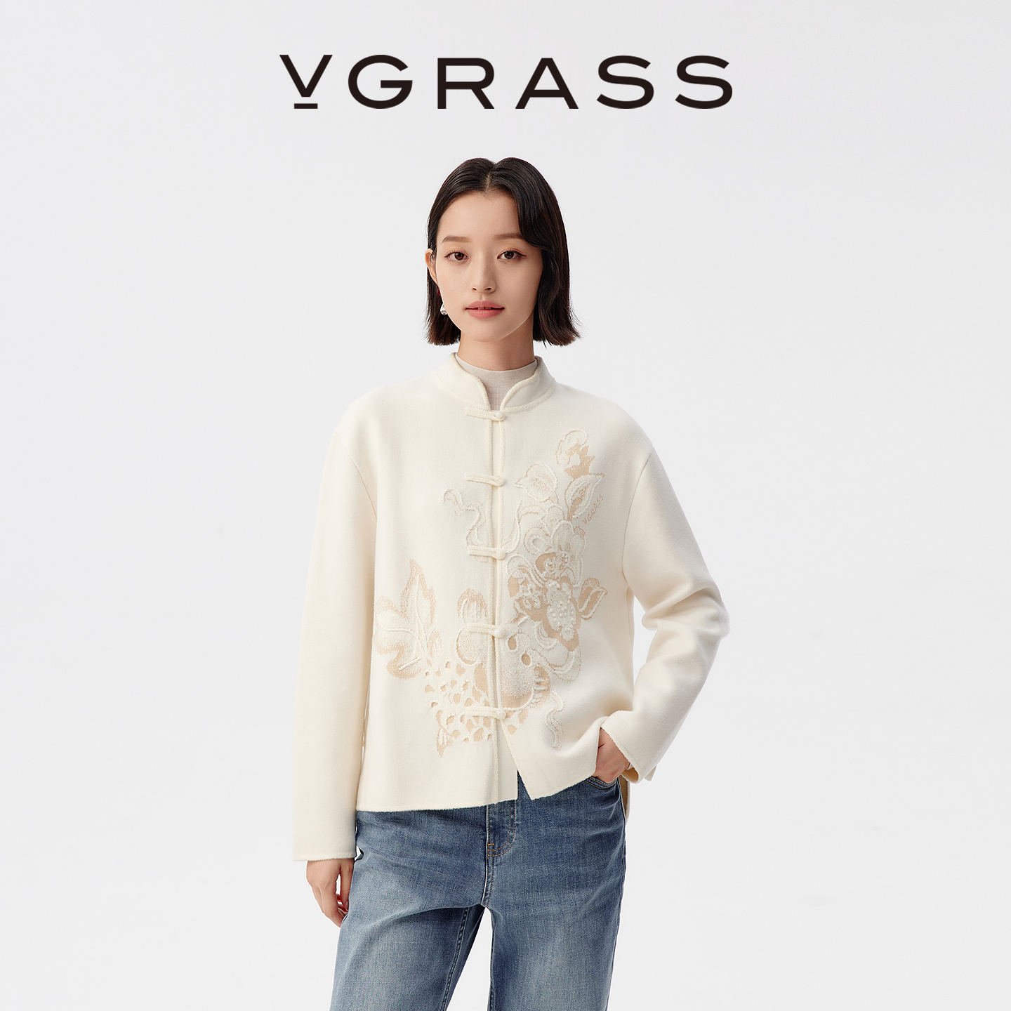 VGRASS100美利奴羊毛针织开衫