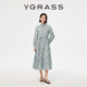 VGRASS25秋冬新款 棉混纺Liberty印花手钩排扣浪漫优雅7分袖 连衣裙