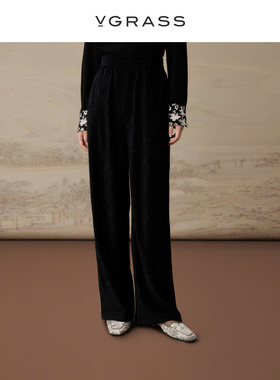 【青梅煮酒】VGRASS维格娜丝秋季新款三宅风褶皱阔腿裤休闲裤