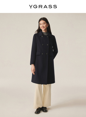 VGRASS维格娜丝24年冬季新款丝羊毛长款毛呢大衣VSD2P4611C