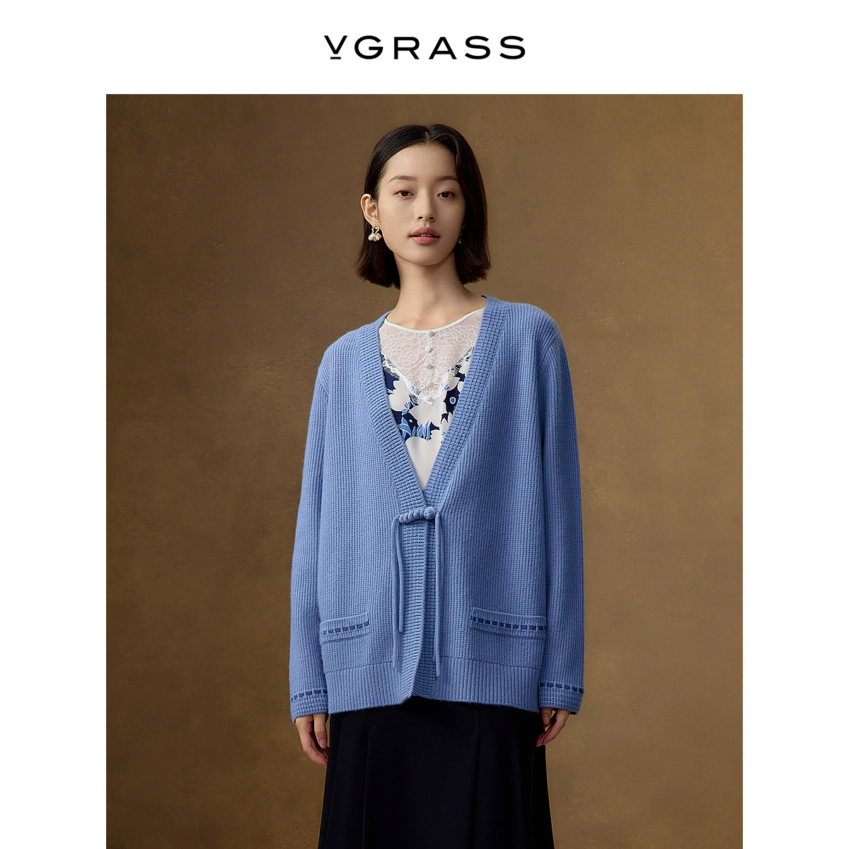 VGRASS100绵羊毛针织开衫