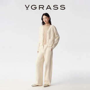 阔腿裤 棉牦牛绒针织布时髦弯刀裤 VGRASS25秋冬新款 女 WISH系列