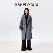 女 WISH系列云朵感直身翻领大衣长款 超轻毛呢 VGRASS25秋冬新款